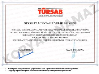 Official Authorization in Tourism: We Obtained Our TÜRSAB Certificate!